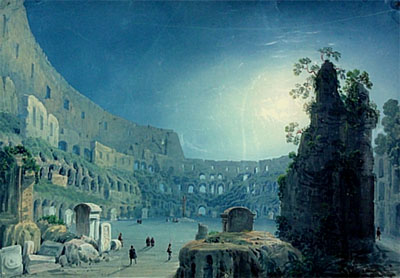 Carlo Bossoli,Pleine lune au Colisée (1844)